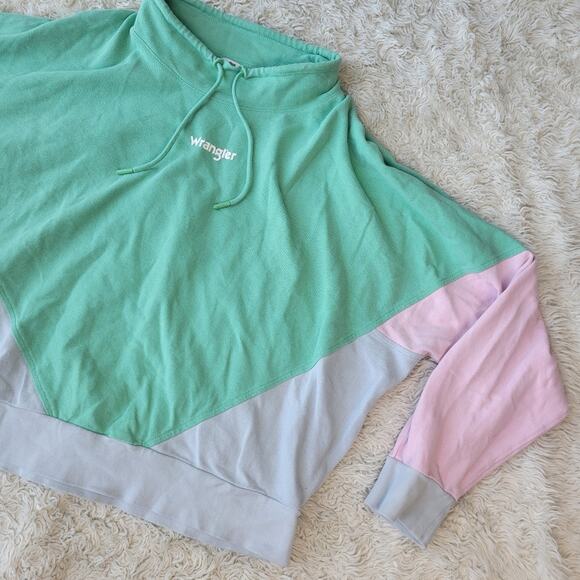 Wrangler Women's 90's Sweatshirt Neptune Green Pink Long Sleeve Size Large - Picture 4 of 8